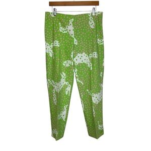 Lilly Pulitzer Originals Not So Crabby Green Cropped Pants Sz 10 Green Polka Dot